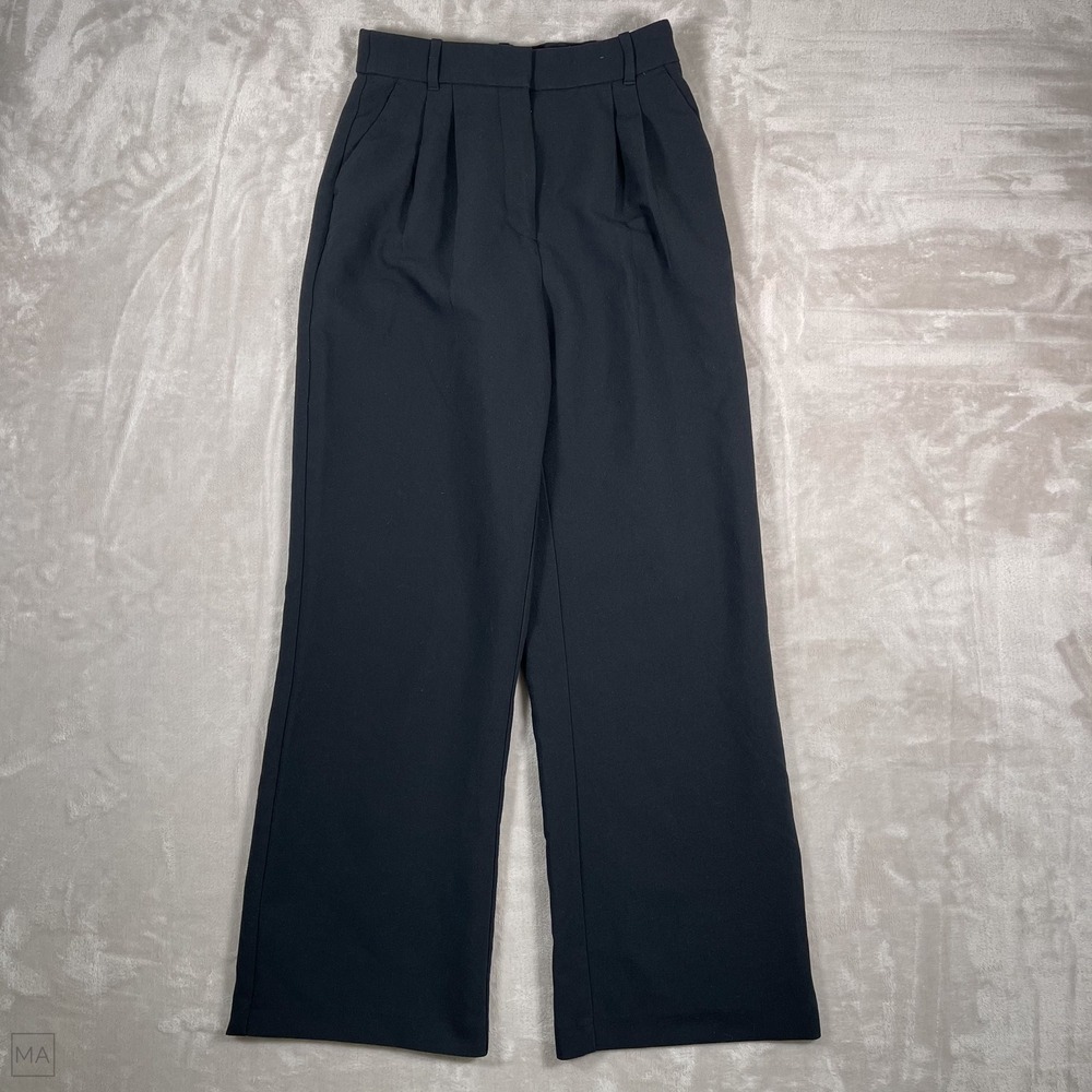 Abercrombie & Fitch Women's Pants Curve Love Wide Leg Minimalist 27_4R Black